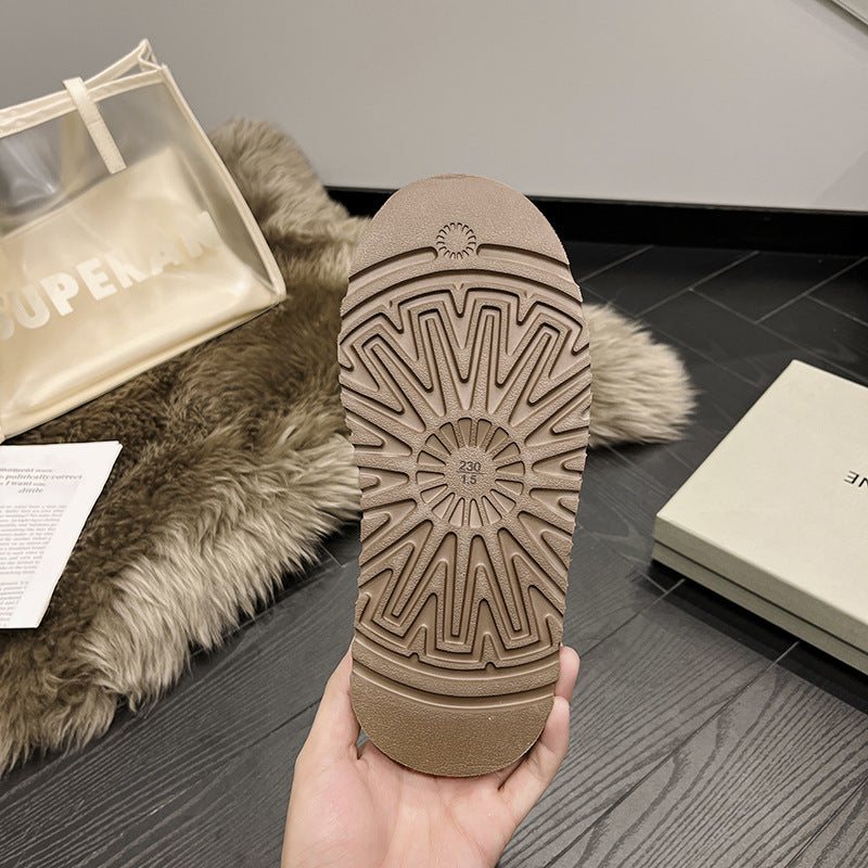 2025 Leather snow boots short short tube 1116109 Zhou Dongyu star with the same waterproof and anti-fouling women's shoes mini short boots