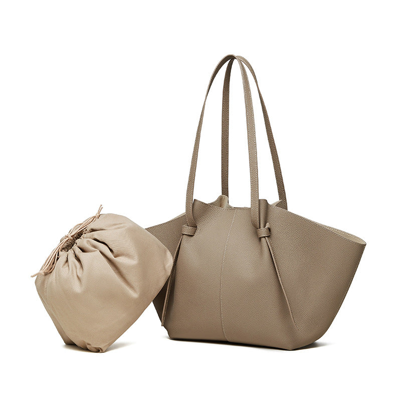2025 First layer cowhide big bag  new spring and summer commuting versatile tote bag large capacity portable wing bag