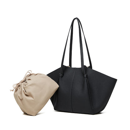 2025 First layer cowhide big bag  new spring and summer commuting versatile tote bag large capacity portable wing bag