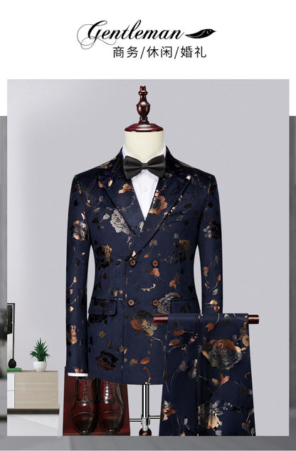 LOVECCR   Men's Dress Suit Set Three-Piece Set Host Wedding Dress