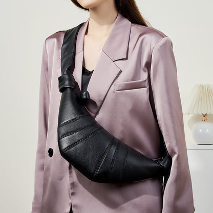 2025 Commuter popular new versatile first-layer lambskin croissant bag lazy dumpling bag women's shoulder messenger bag