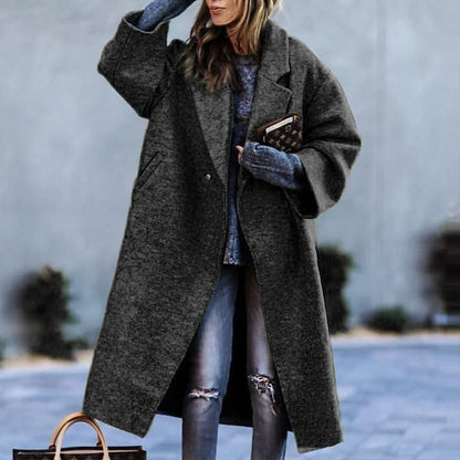 2025 New new Popularan, 2025n autumn Popular trade women's clothing  long-sleeved lapel jacket printed woolen large-size trench coat