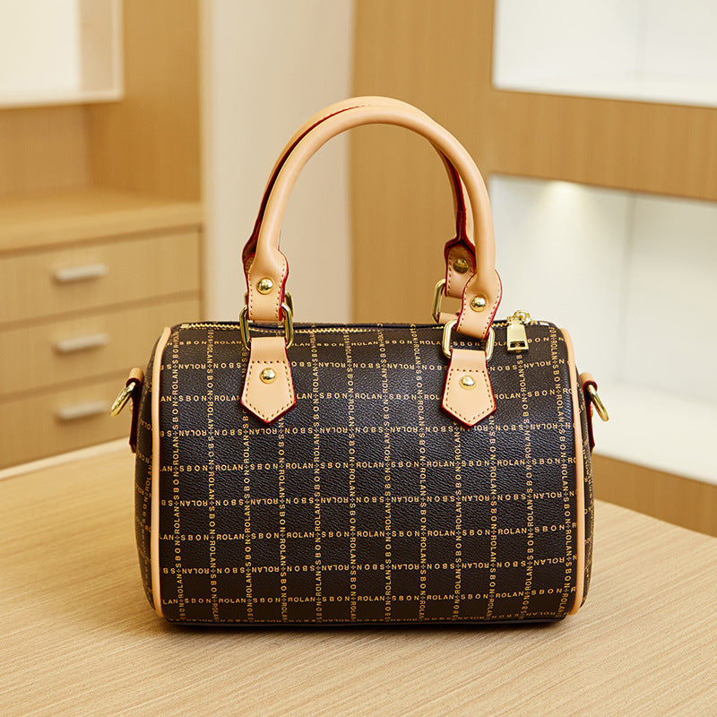 2025 Bag New popular Temperament Women's Handbag Commuter Simple Printed Boston Bag Large Capacity Messenger Bag