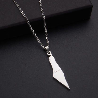 LOVECCR Hot Sale Cross-Border Dripping Oil Vintage Palestine Map Pendant Necklace Stainless Steel Fashion Personalized Pendant