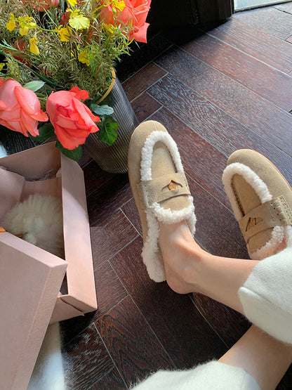 2025  Baotou half slippers, one pedal, gold coins to keep warm, plush slippers, women wear muller shoes