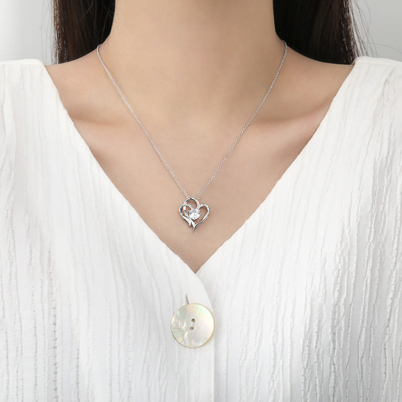 LOVECCR Cross-Border Platinum Doppel Herz Pendant Neck Accessories Women's Heart-to-Heart Elegant Graceful High-Grade Inlaid Zircon Love Necklace