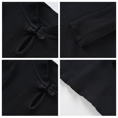 Rich family daughter fashion autumn and winter Chinese top female slim bottom horse skirt fashion suit two-piece set LZ813