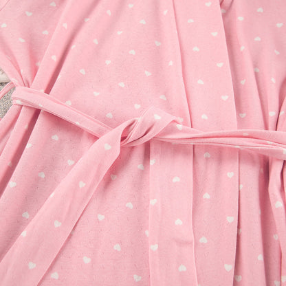 LOVECCR 2025 long-sleeved ruffle edge nightgown winter warm pink love print loungewear hot-selling knitted women's pajamas