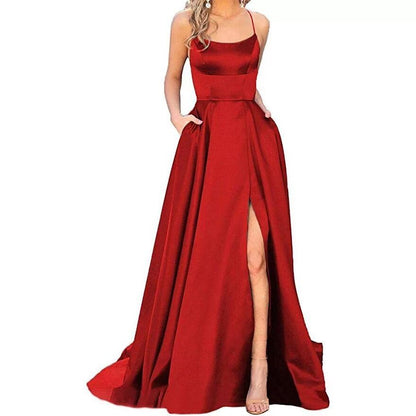 LOVECCR  European and American Bridesmaid Dress Long Long Dress Slimming and Shoulder Hollow Girlfriends  Fashion Bridesmaid Party Evening Dress
