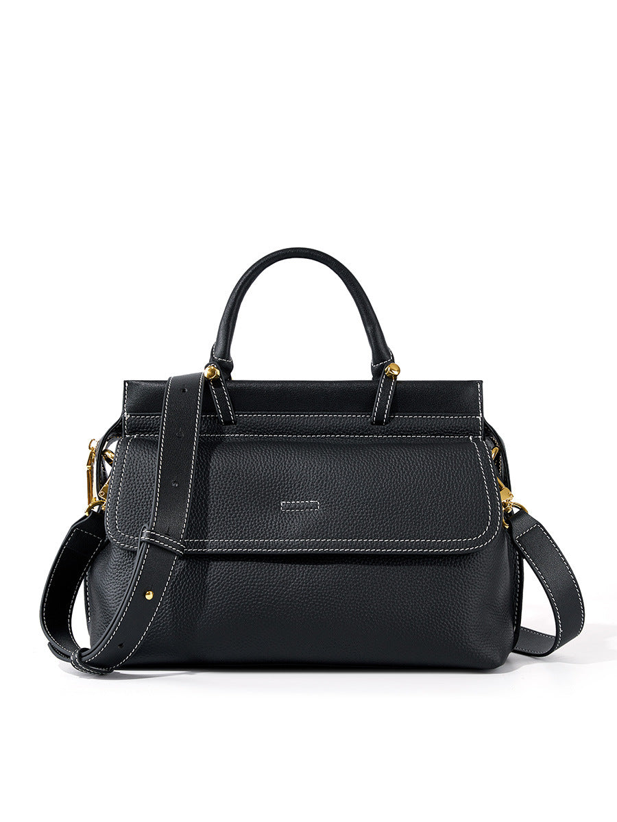 2025 Strictly selected large-capacity women's bags, first-layer cowhide bags, popular new shoulder messenger bags, genuine leather mailman briefcases