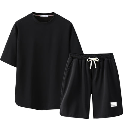Summer plus-Sized plus Size Men's Short-Sleeved T-shirt Shorts One Suit Men's Loose Overweight Man Men's Clothing Student Clothes Fashion
