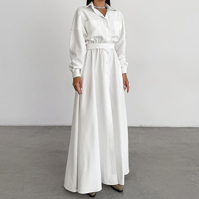 2025 Autumn and winter new temperament  lapel shirt skirt slim dress popular fashion New wholesale women's long dress