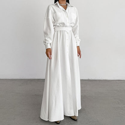 2025 Autumn and winter new temperament  lapel shirt skirt slim dress popular fashion New wholesale women's long dress