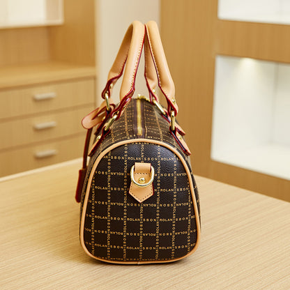 2025 Bag New popular Temperament Women's Handbag Commuter Simple Printed Boston Bag Large Capacity Messenger Bag
