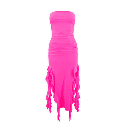 LOVECCR  2025 style summer new cross-border explosive one-word shoulder jellyfish lace dress sexy babes ur women's clothing