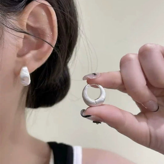 Premium brushed water drop loop ear buckle niche design simple  earrings earrings femininity versatile earrings