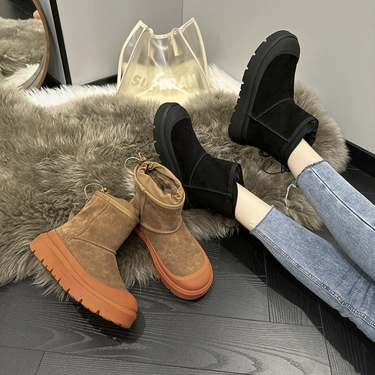 2025 Wang Yibo's same Tasman snow boots for women's  winter new velvet thickened medium cotton boots for women