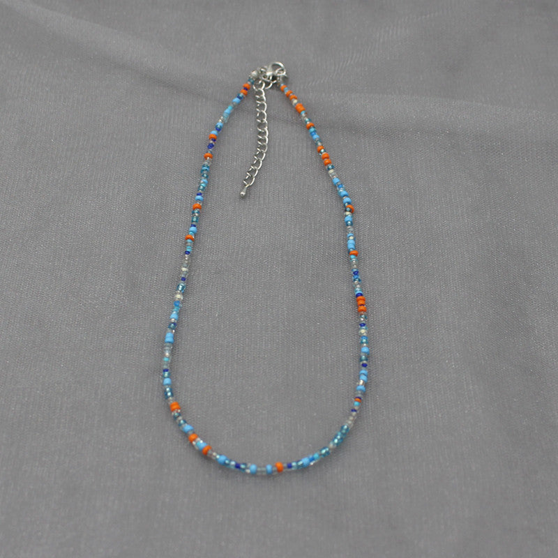 South Korea Vintage Color Beaded Bead Necklace Girly Style Bohemian Necklace Clavicle Chain Wholesale