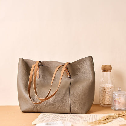 2025 Large capacity first-layer cowhide large bag commuter shoulder bag tote bag 2023 new versatile large bag