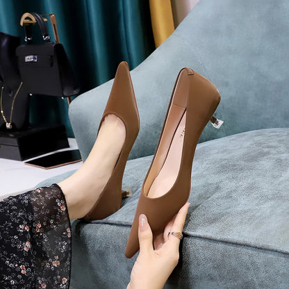 LOVECCR 2025 237-3  style fashionable simple sexy pedicure banquet medium heel women's shoes thin heel shallow mouth pointed spring shoes