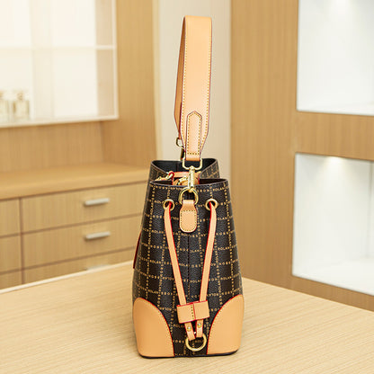 2025 New  retro fashion women's bag popular new portable printed bucket women's bag large capacity shoulder messenger bag