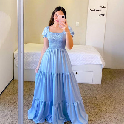 New new spring and summer  women's clothing dress one-word shoulder floral off-the-shoulder long color fairy skirt