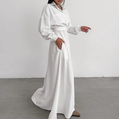 2025 Autumn and winter new temperament  lapel shirt skirt slim dress popular fashion New wholesale women's long dress