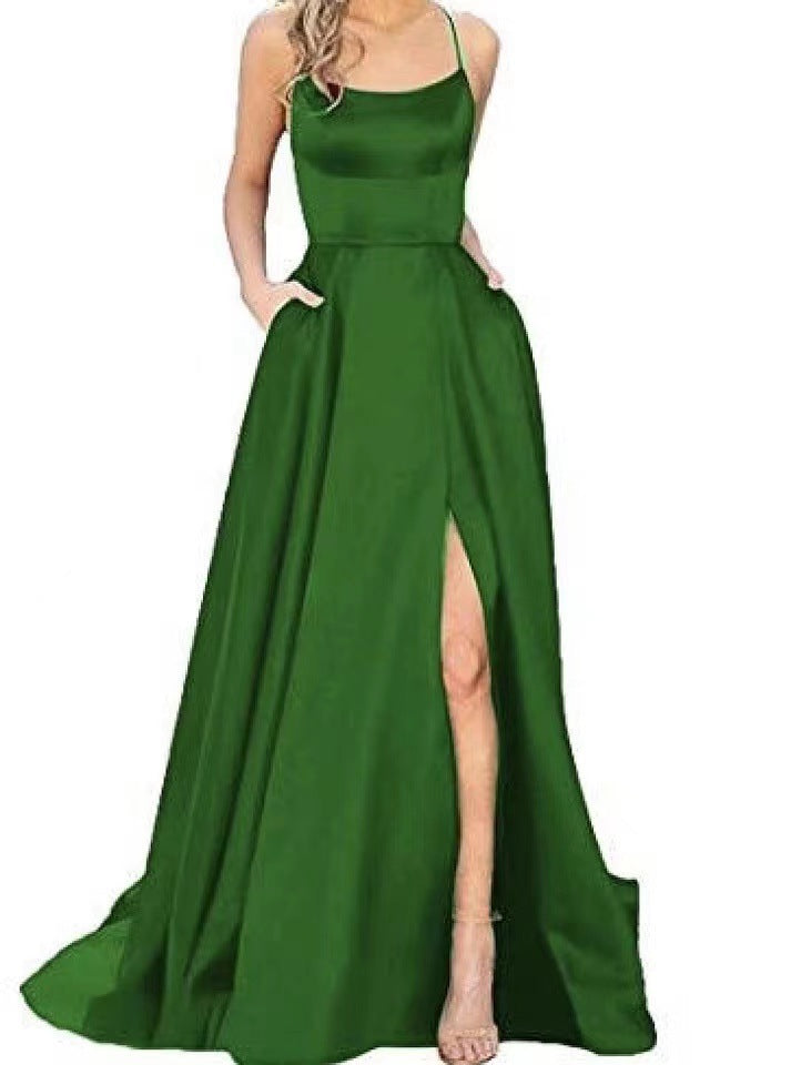 LOVECCR  European and American Bridesmaid Dress Long Long Dress Slimming and Shoulder Hollow Girlfriends  Fashion Bridesmaid Party Evening Dress