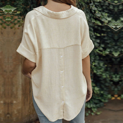 LOVECCR popular summer new 2025 women's casual and comfortable shirt top temu popular cotton and linen basic shirt women