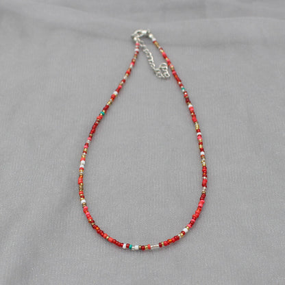 South Korea Vintage Color Beaded Bead Necklace Girly Style Bohemian Necklace Clavicle Chain Wholesale