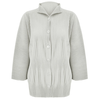 spring new thickened single-breasted shirt women's solid color pleated loose casual style with long-sleeved top