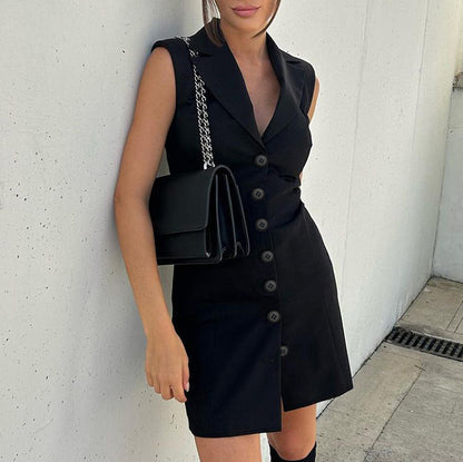 2025 Office commuter style single-breasted lapel slim-fitting hip-wrapped dress popular  spring new fashion New women