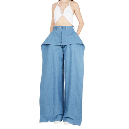 2025 Wide-leg jeans  spring new high-end silhouette women's thin thin straight Zhongshan trousers women