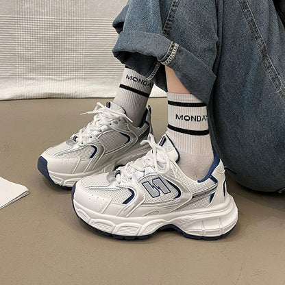 loveccr Summer and Autumn New Fashion Casual Sneaker Children Super Hot All-Match Thick Bottom Breathable Light Running Dad Shoes