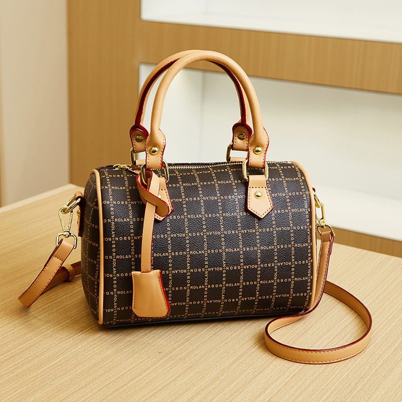 2025 Bag New popular Temperament Women's Handbag Commuter Simple Printed Boston Bag Large Capacity Messenger Bag