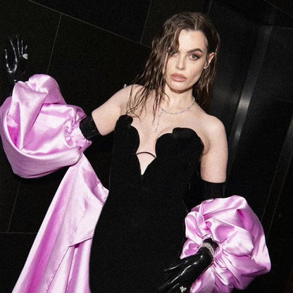 LOVECCR popular summer new 2025 women's clothing black V-neck tube top dress high elastic bandage skirt hip skirt short