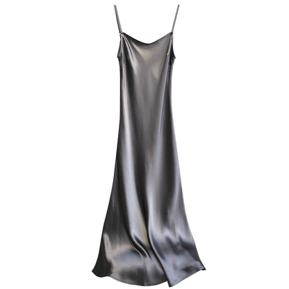 Spring and Summer Hot-Selling Acetic Acid Dress Satin Slim All-Match Internet Celebrity Halter Skirt TikTok Set Long Dress