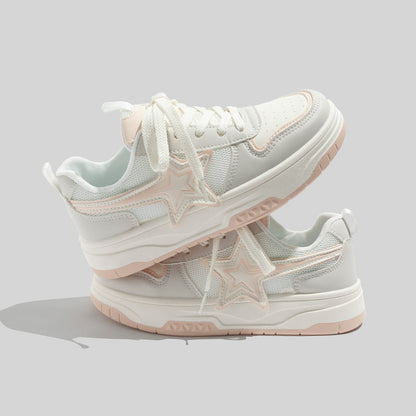loveccr Retro White Shoes Women's  Summer Spring Mesh Casual Shoes New Versatile Breathable Comfortable Soft Bottom Casual Board Shoes