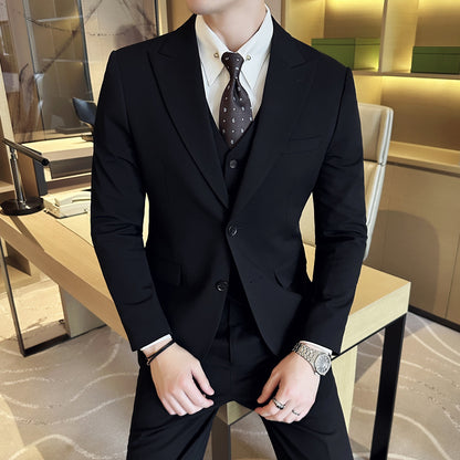 LOVECCR  British Style Double Breasted Suit Men's Suits Business Casual Formal Wear Groom Wedding Suit Suit Three-Piece Set