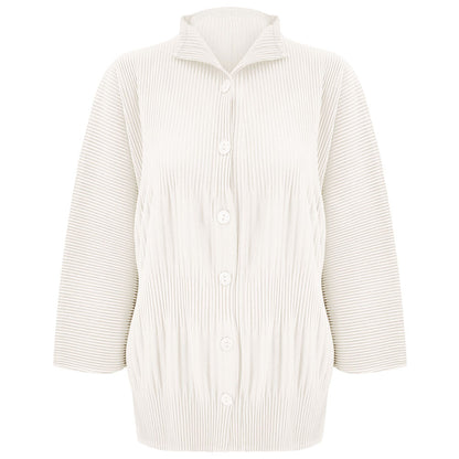 spring new thickened single-breasted shirt women's solid color pleated loose casual style with long-sleeved top