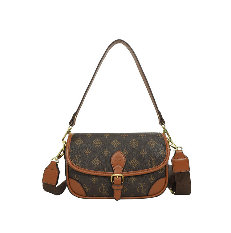 2025 Bag popular new light luxury retro small square bag printed fashion messenger bag large capacity commuter shoulder bag women's bag