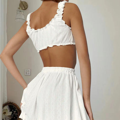 LOVECCR 2025 simple casual suspender shorts loungewear women's new knitted comfortable lace-up pajamas can be wholesale