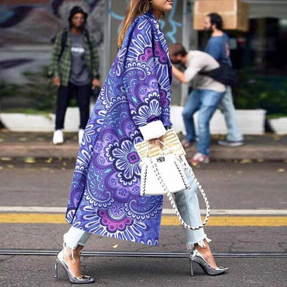 2025 autumn and winter new  New women's clothing fashion loose and ankle printing woolen jacket coat printing