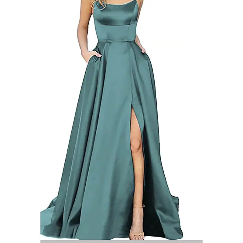 LOVECCR  European and American Bridesmaid Dress Long Long Dress Slimming and Shoulder Hollow Girlfriends  Fashion Bridesmaid Party Evening Dress