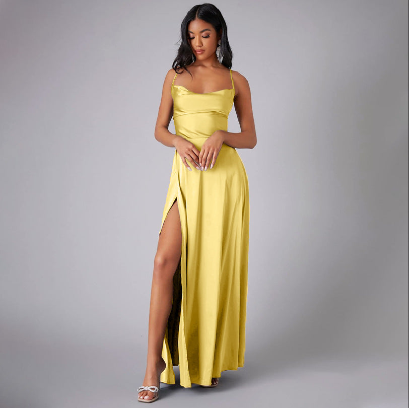 2025 new  Popular trade women's clothing sexy and thin slim backless  suspender waist dress long dress