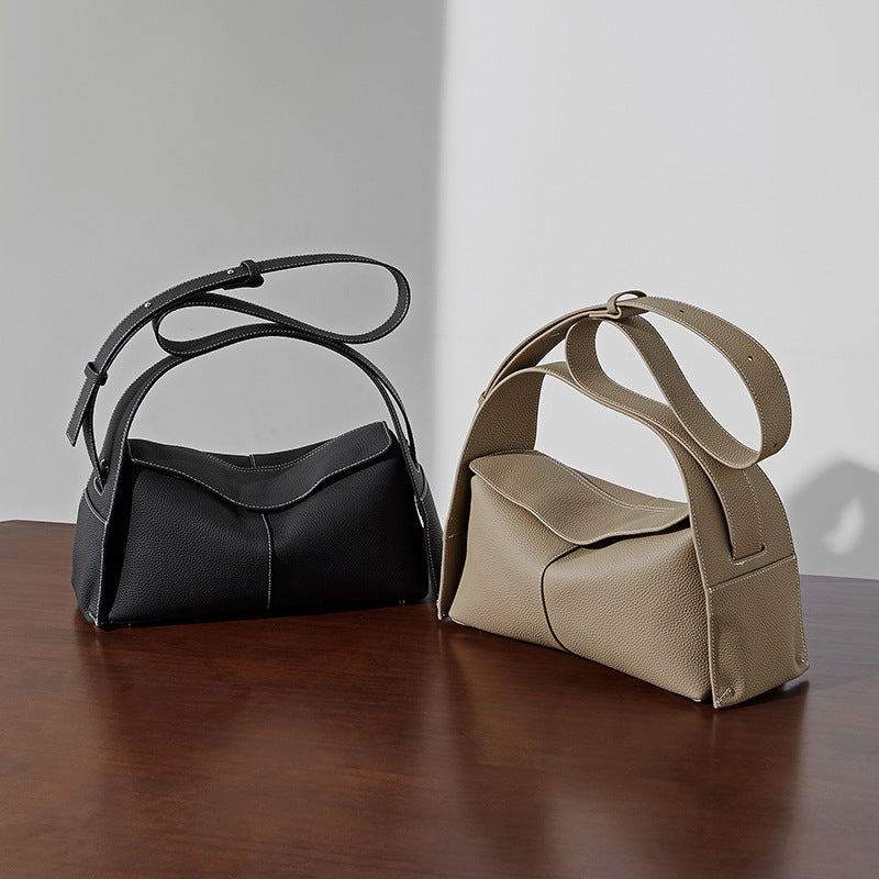 LOVECCR 2025 Autumn and winter new first-layer cowhide removable portable diagonal span hanging ear series eave bag single shoulder crossbody genuine leather women's bag
