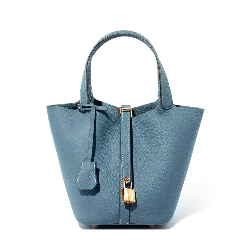 2025 Leather women's bag bucket bag versatile classic vegetable basket first layer cowhide women's bag  new handbag bag
