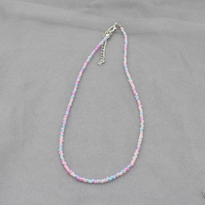 South Korea Vintage Color Beaded Bead Necklace Girly Style Bohemian Necklace Clavicle Chain Wholesale