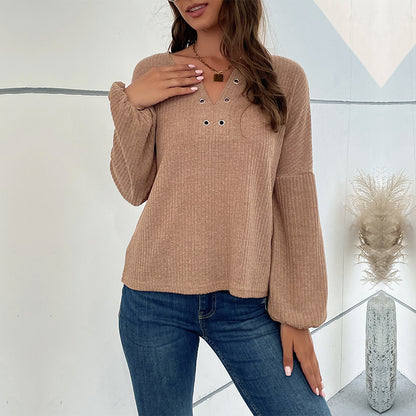 LOVECCR New 2025 Women's Clothing popular Autumn and Winter New Pit Strip Pullover Sweater V-Neck T-Shirt Knitted Bottom Shirt