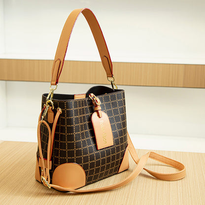 2025 New  retro fashion women's bag popular new portable printed bucket women's bag large capacity shoulder messenger bag